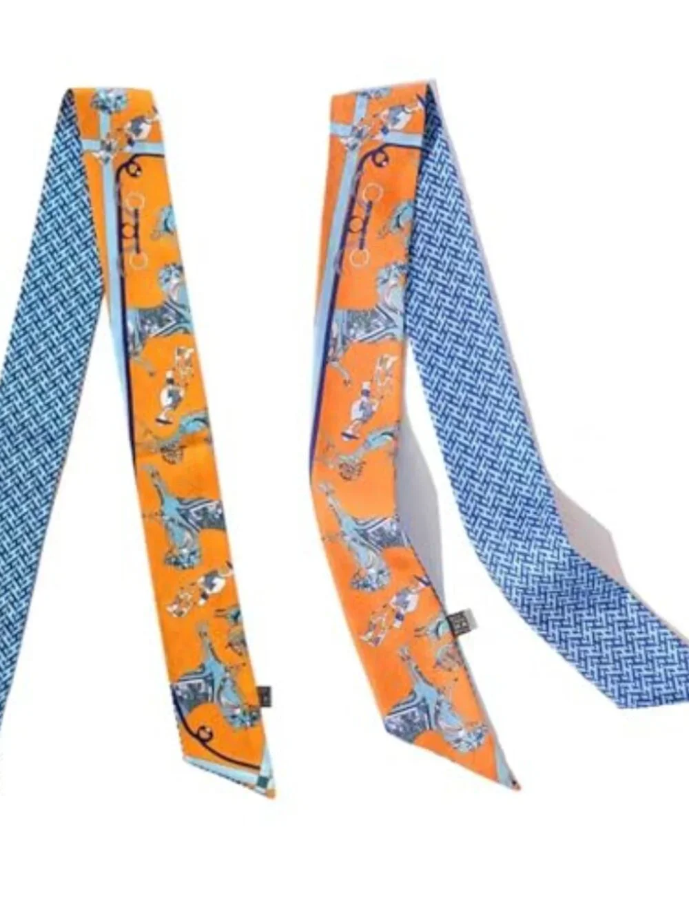 2-Pack 100% Mulberry Silk Skinny Scarves for Hair, Bags, Wrist
